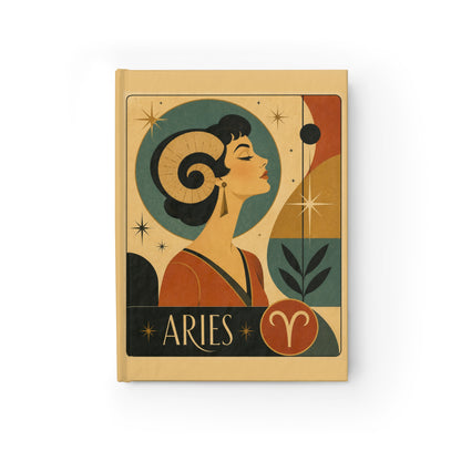 Journal Notebook, Hardcover Blank - Retro Aries Zodiac