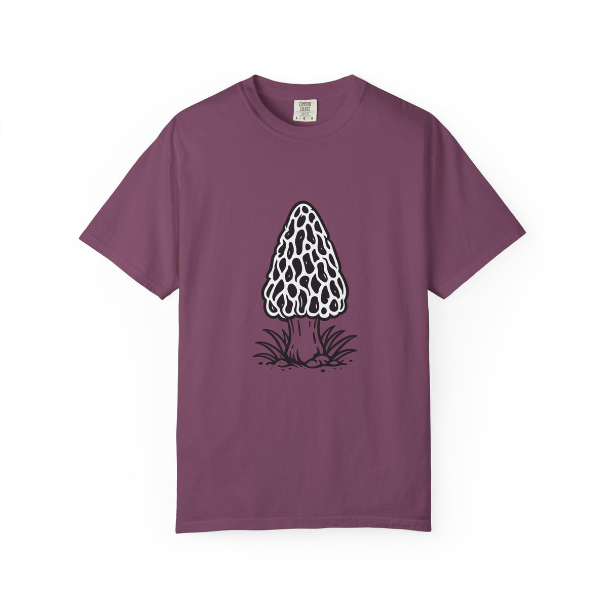 T-Shirt, Short Sleeve Boxy Crew Neck - Hand-Drawn Forager Morel Mushroom