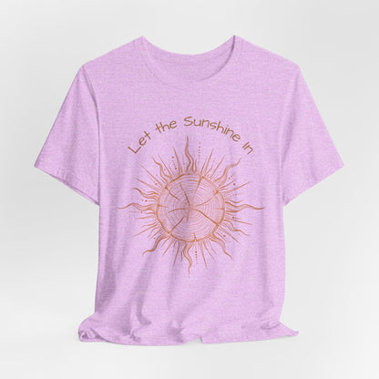 T-Shirt, Short Sleeve Boxy Crew Neck - Let the Sunshine In Sun Positive Vibes