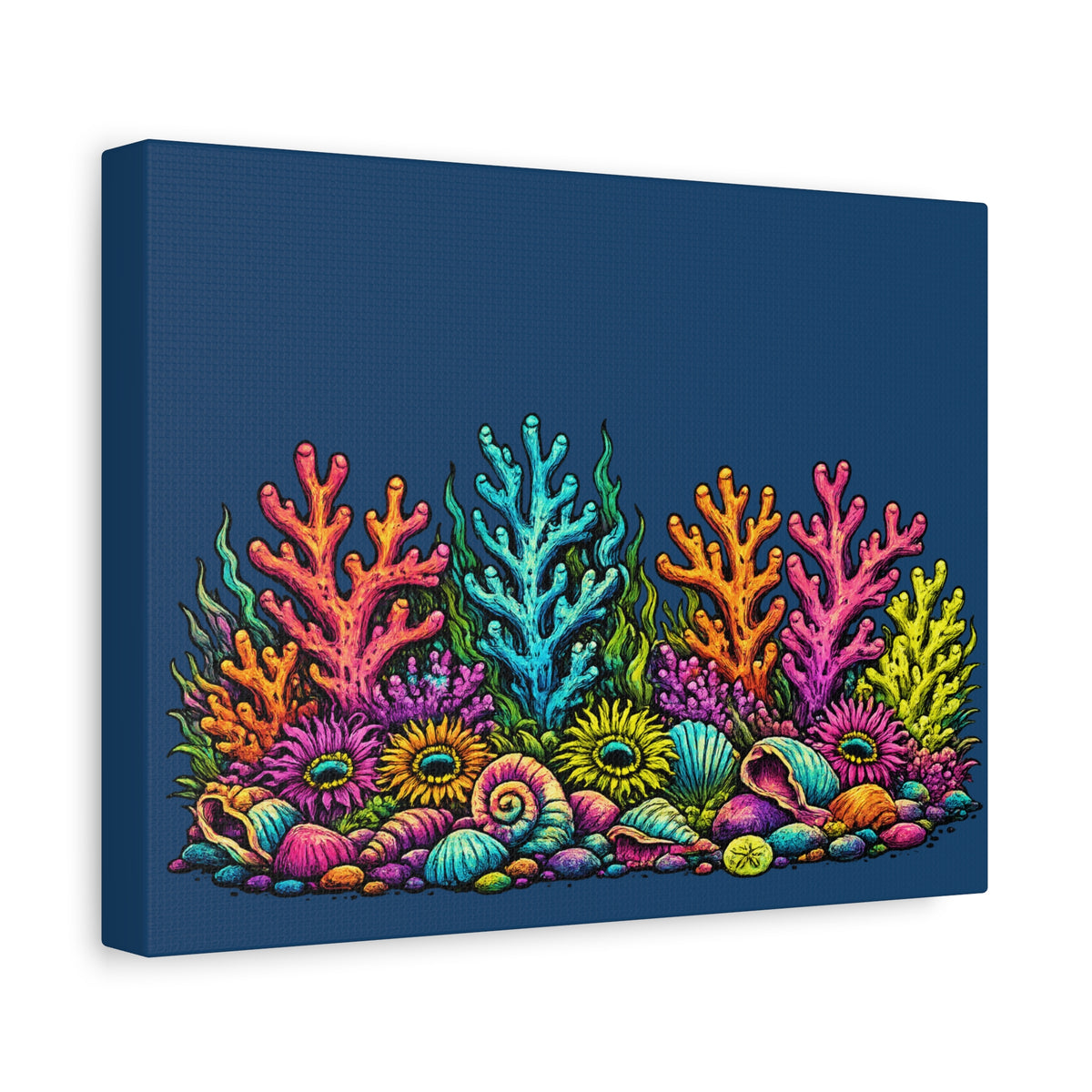 Canvass Art Print - Coral Reef (navy blue)