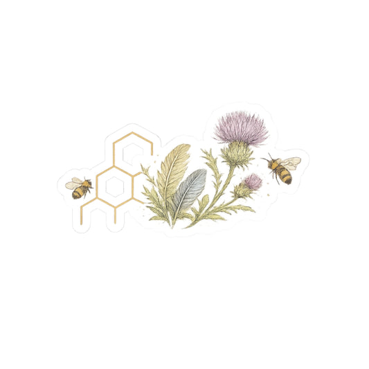 Thistle and Bees sticker | Kiss-Cut Sticker