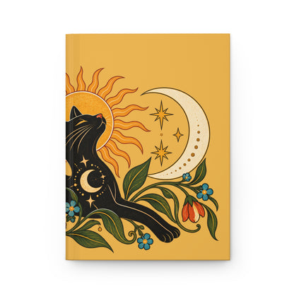Journal Notebook, Lined Hardcover - Celestial Cat