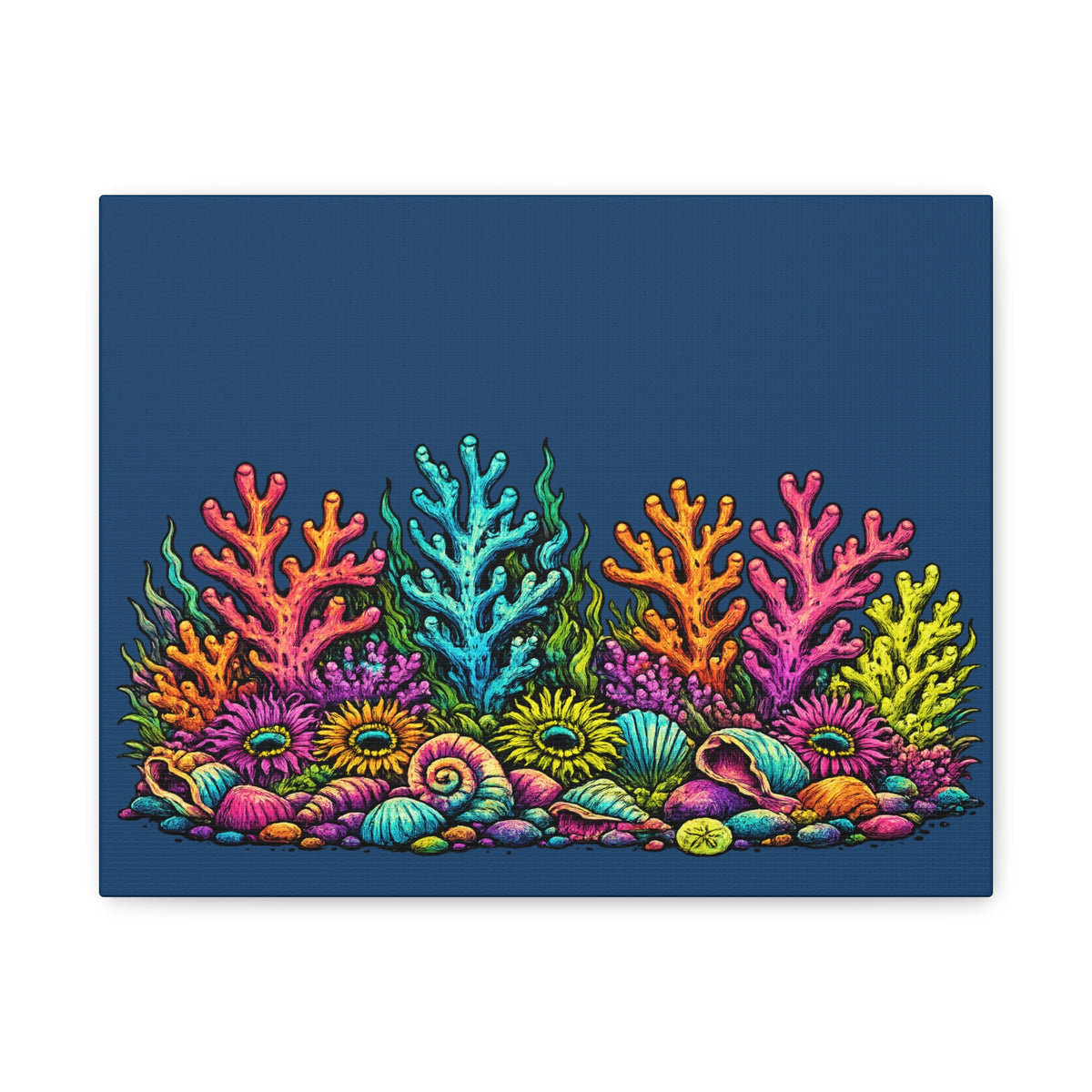 Canvass Art Print - Coral Reef (navy blue)