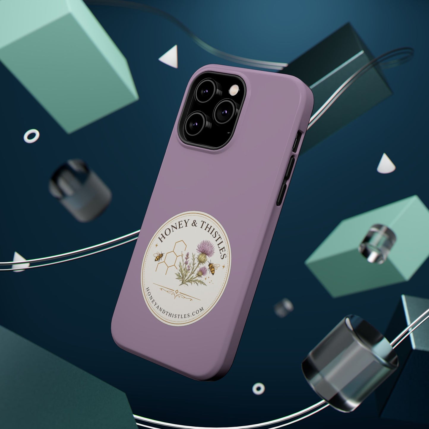 Floral Honey & Thistles Magnetic Phone Case — Impact-Resistant MagSafe-Compatible