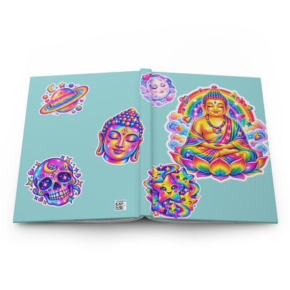 Journal Notebook, Lined Hardcover - 1980s Retro Stickers