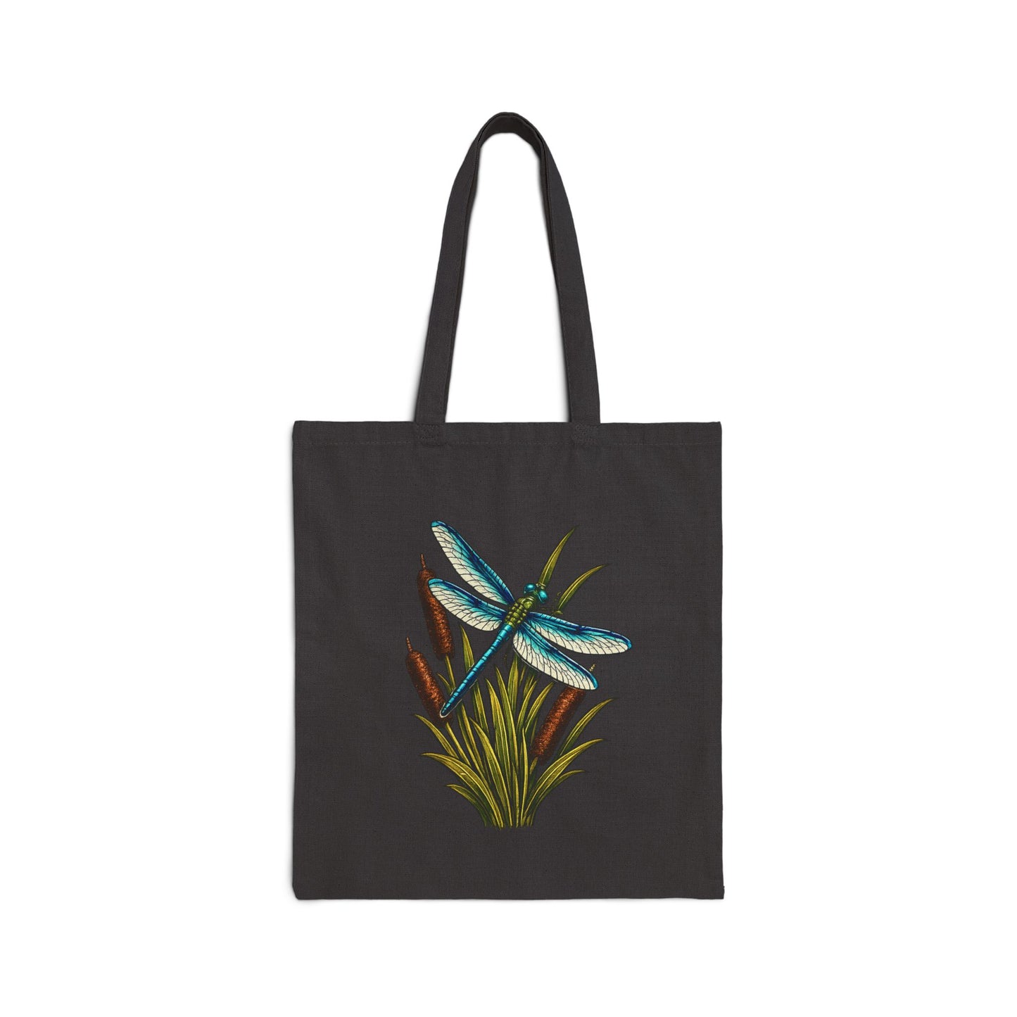 Dragonfly & Cat Tail Canvas Tote Bag