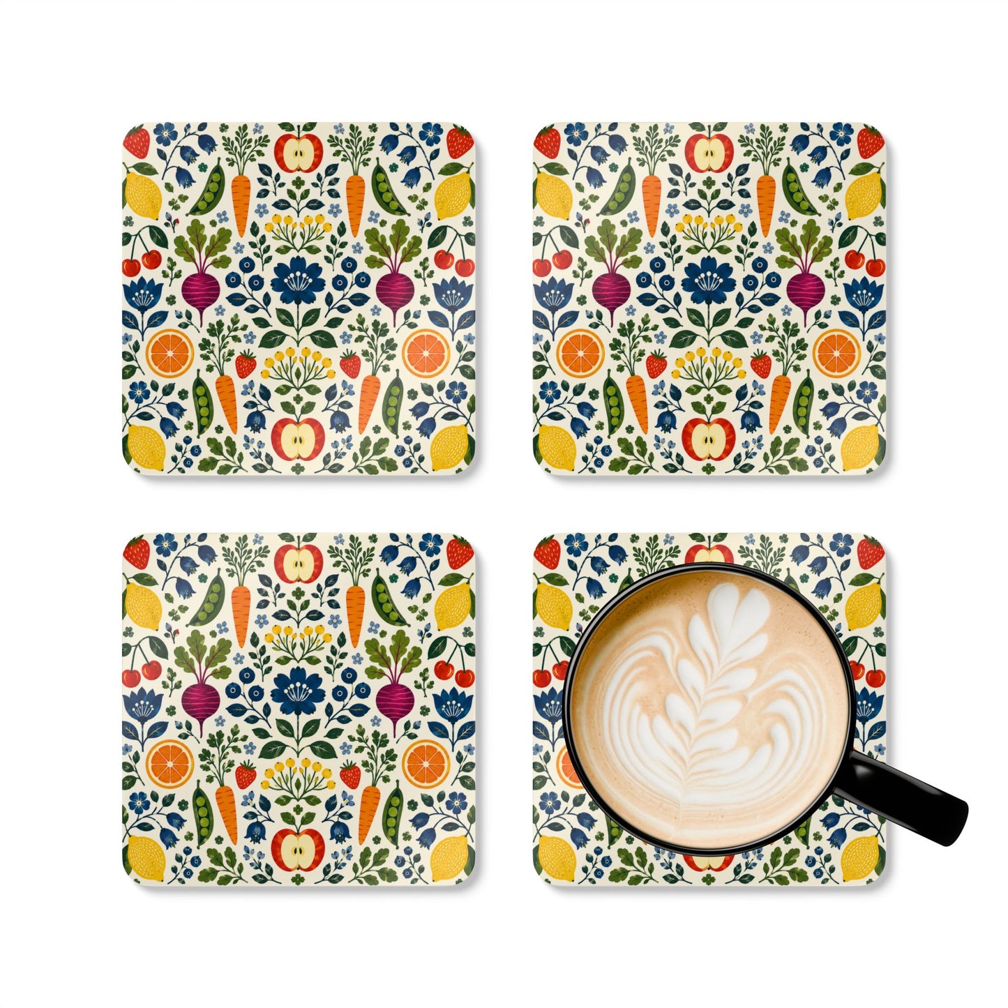 Swedish Fruits and Vegetables Coasters (Set of 4)