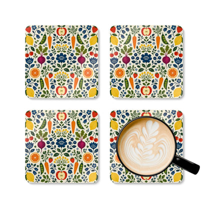Swedish Fruits and Vegetables Coasters (Set of 4)