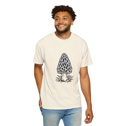 T-Shirt, Short Sleeve Boxy Crew Neck - Hand-Drawn Forager Morel Mushroom