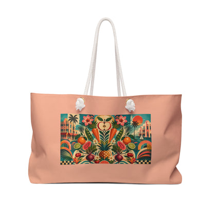 Tote, Weekender Travel  Bag - Tropical Fruit Retro Palm Resort