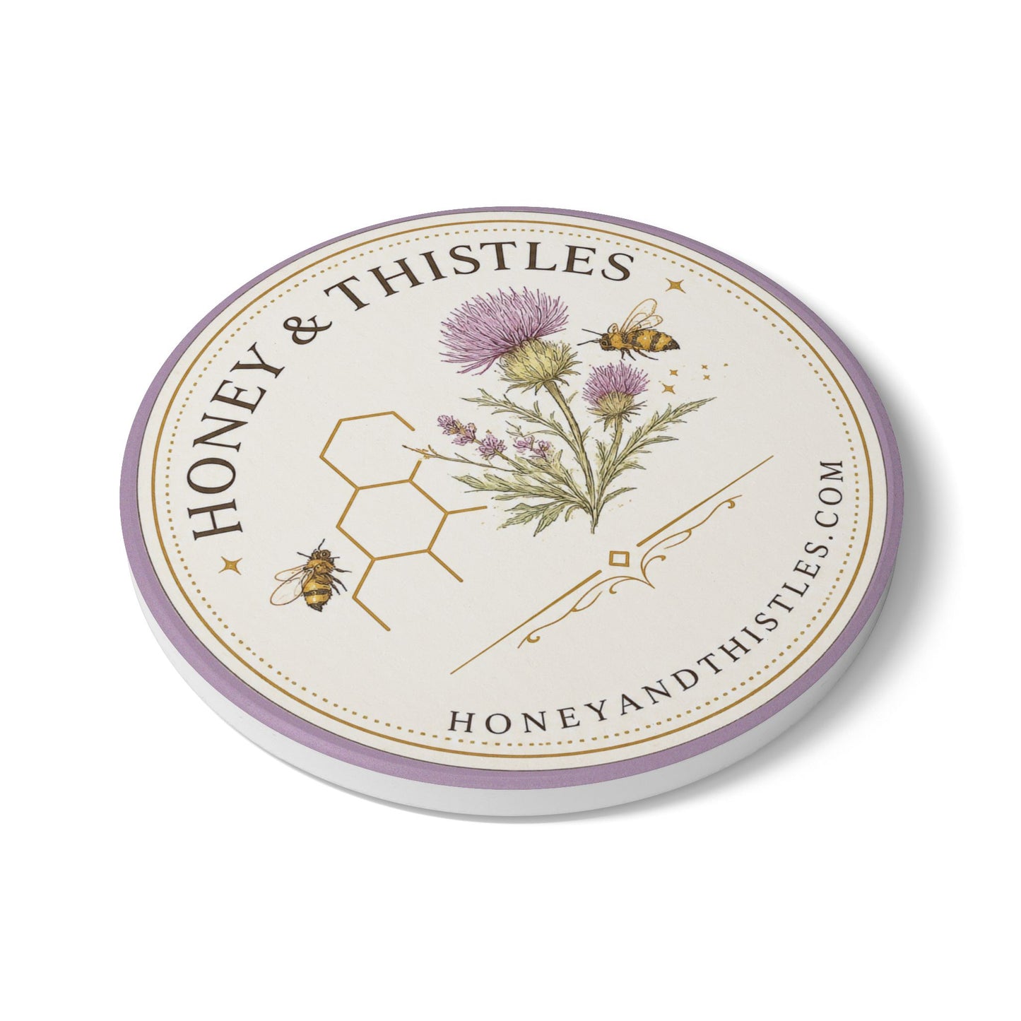 Honey & Thistles Logo Ceramic Coaster