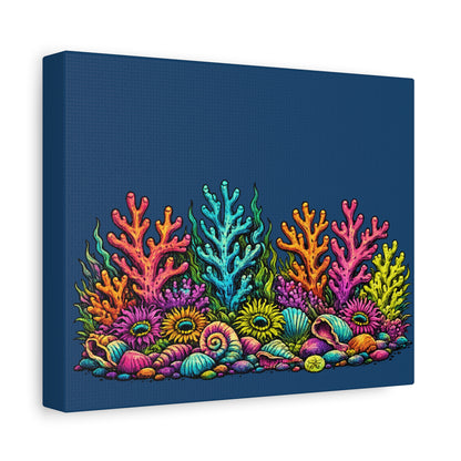 Canvass Art Print - Coral Reef (navy blue)