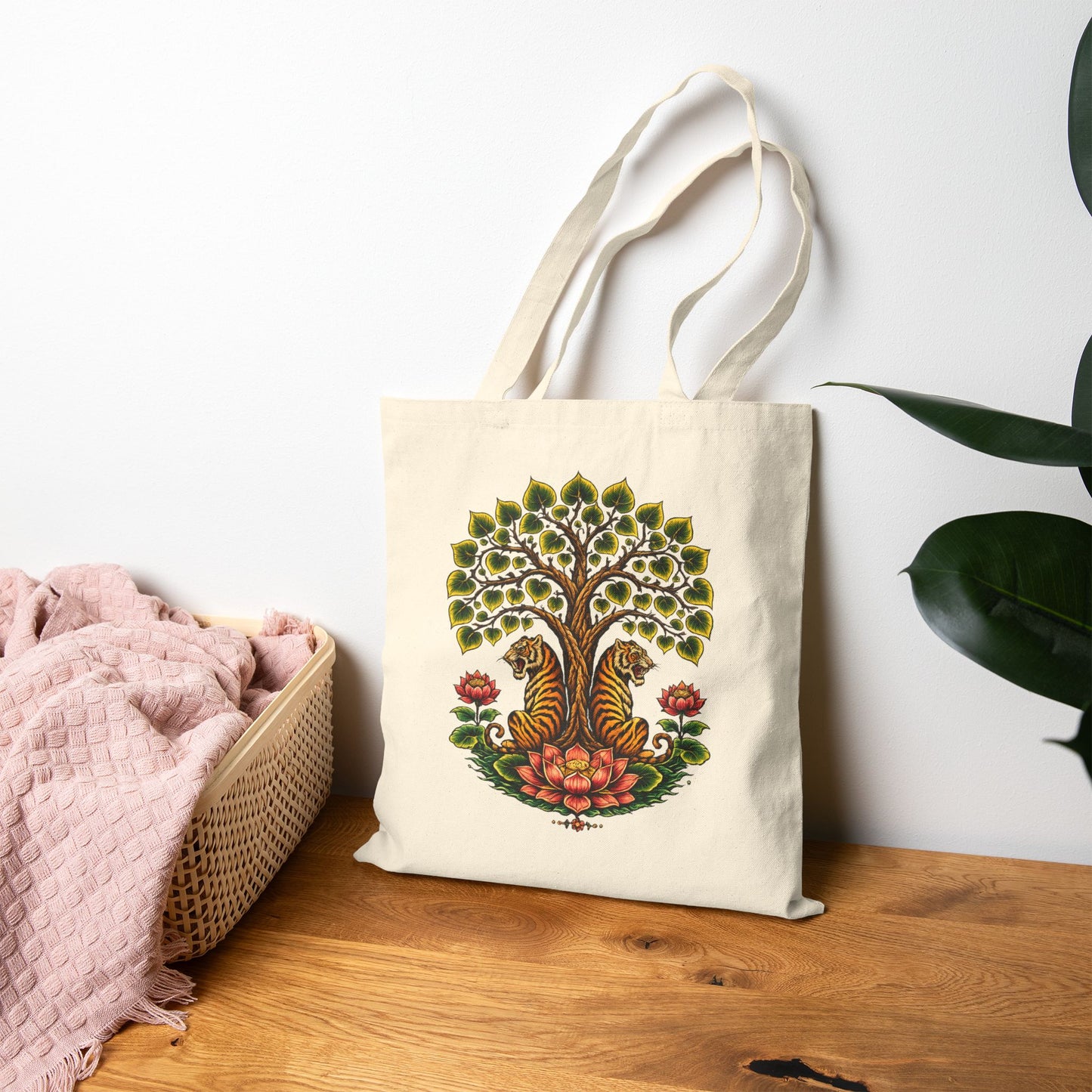 Tiger Bodhi Tree Tiger Canvas Tote Bag