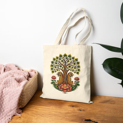 Tiger Bodhi Tree Tiger Canvas Tote Bag