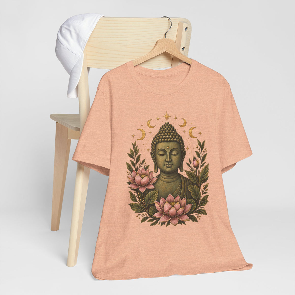 T‑Shirt, Short Sleeve Boxy Crew Neck - Buddha, Lotus & Moon Phases