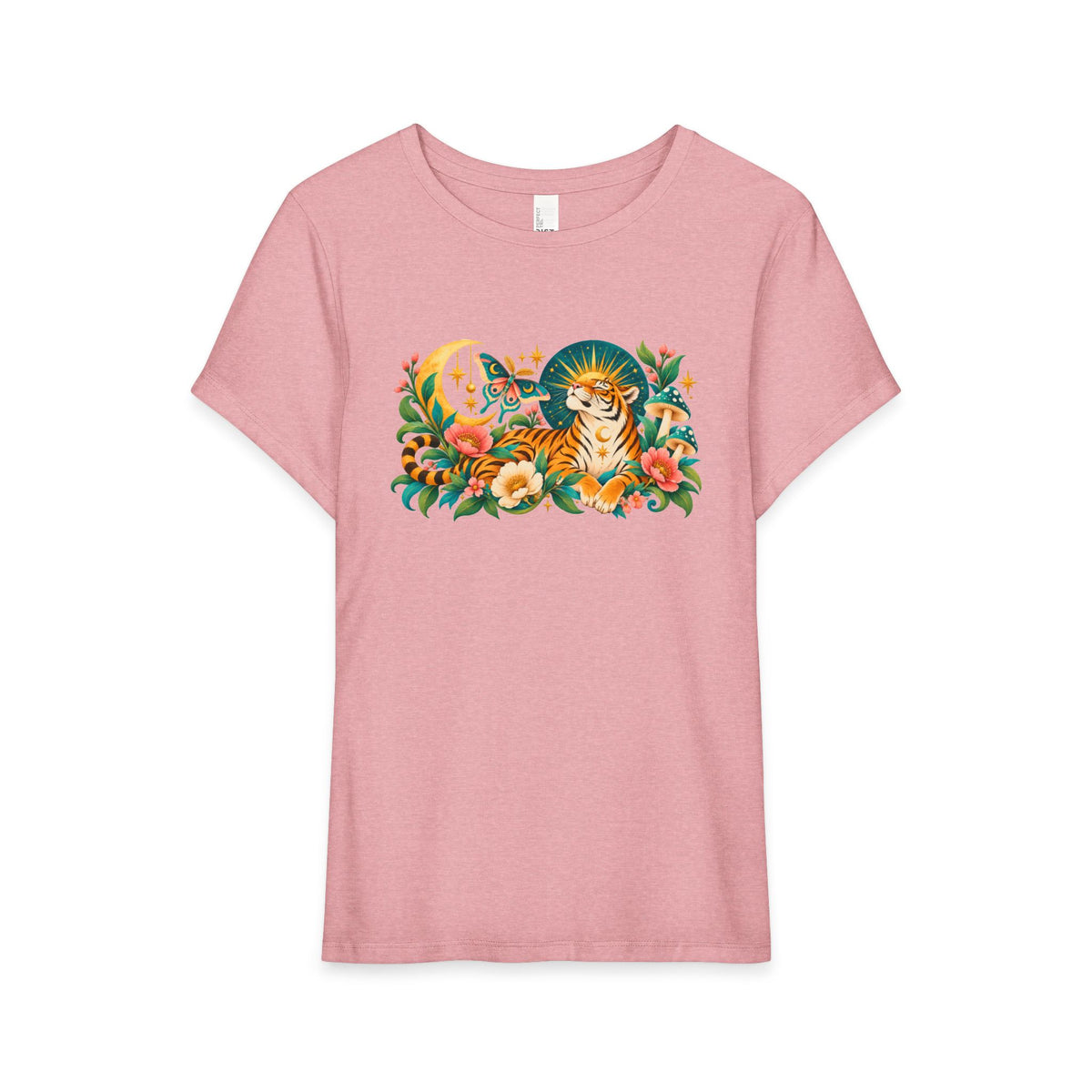 T-Shirt, Short Sleeve Wide Neck Relaxed Fit - Tiger Moon