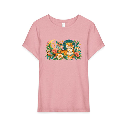 T-Shirt, Short Sleeve Wide Neck Relaxed Fit - Tiger Moon