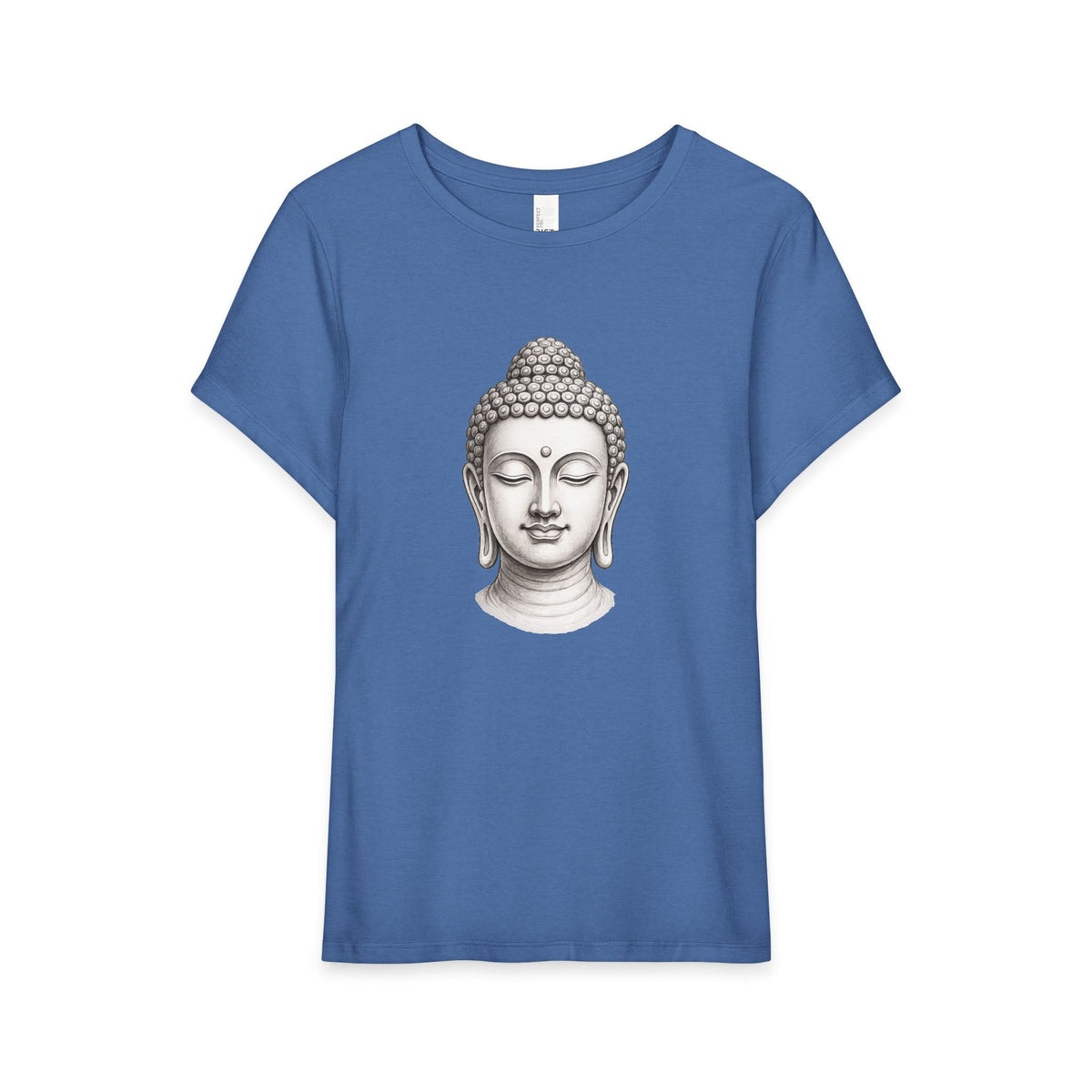 T-Shirt, Short Sleeve Wide Neck Relaxed Fit - Buddha Head
