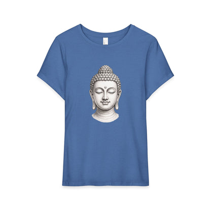 T-Shirt, Short Sleeve Wide Neck Relaxed Fit - Buddha Head