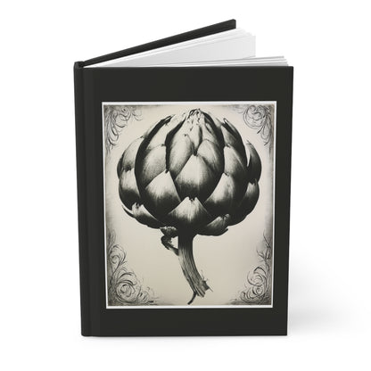 Journal Notebook, Hardcover Lined - Black and White Artichoke