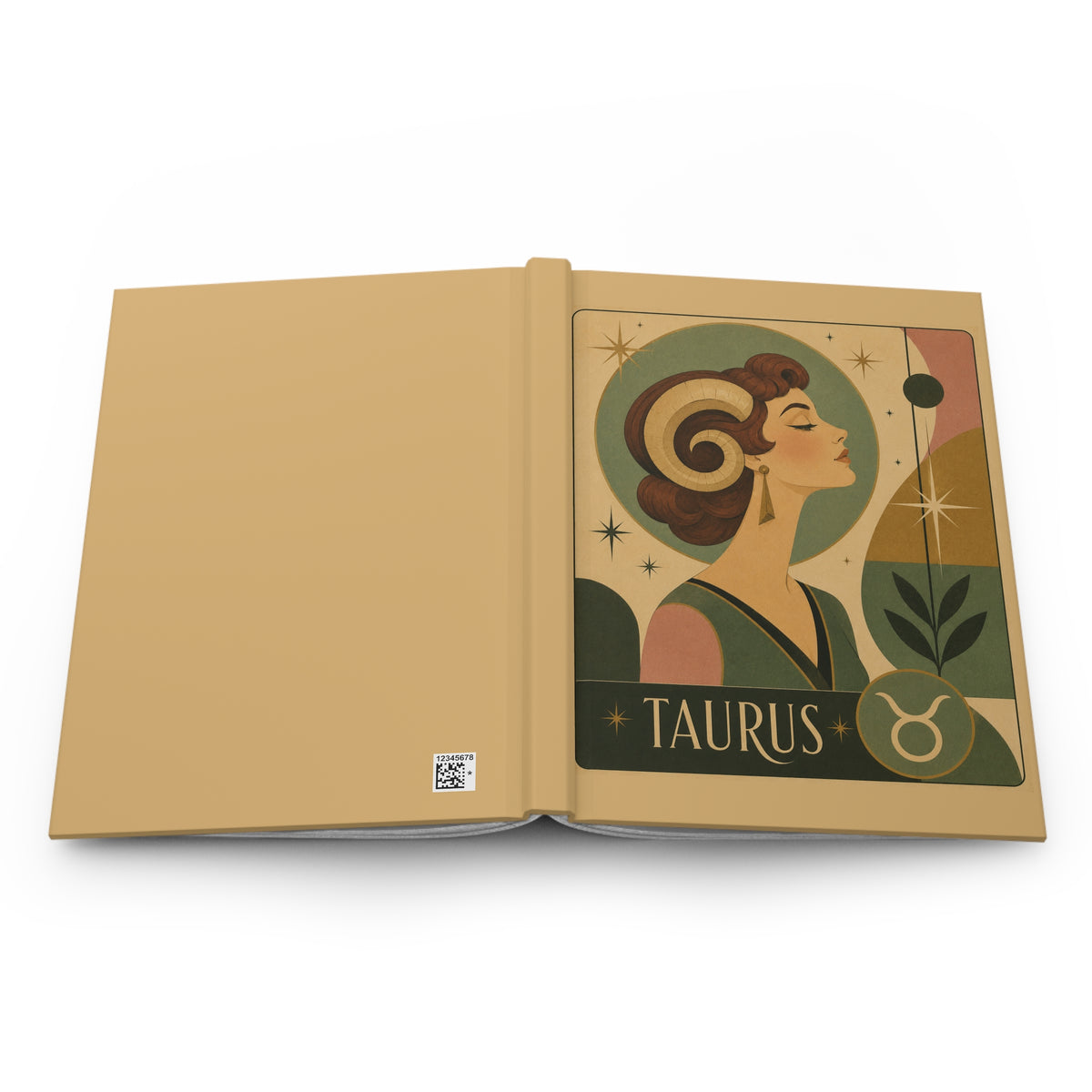 Journal Notebook, Hardcover Lined - Retro Taurus Zodiac