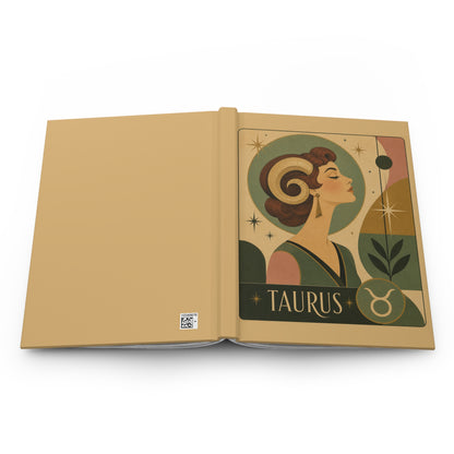 Journal Notebook, Hardcover Lined - Retro Taurus Zodiac
