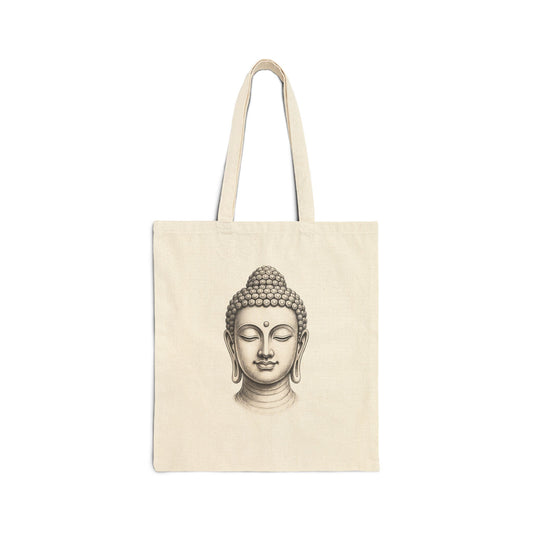 Serene Buddha Head Canvas Tote Bag