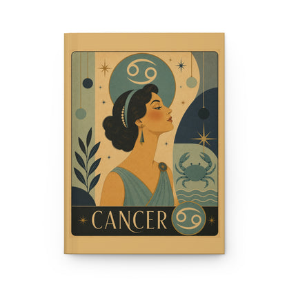 Journal Notebook, Hardcover Lined - Retro Cancer Zodiac