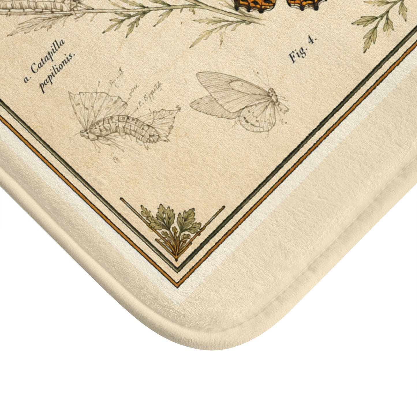 Vintage Botanical Butterfly Bath Mat — Floral Nature-Inspired Bathroom Rug