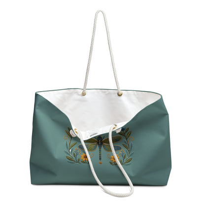 Tote, Weekender Travel  Bag - Boho Embroidered Dragonfly
