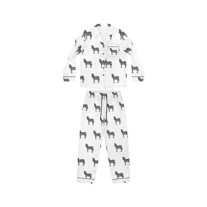 Zebra Satin Pajama Set - White