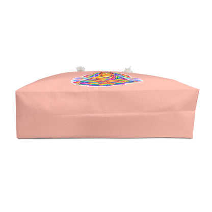 Tote, Weekender Travel Bag - Pink Rainbow 1980s Lotus