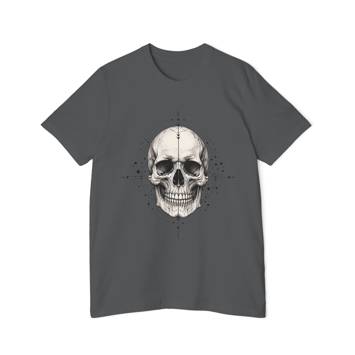 T-Shirt, Short Sleeve Boxy Crew Neck - Geometric Skull
