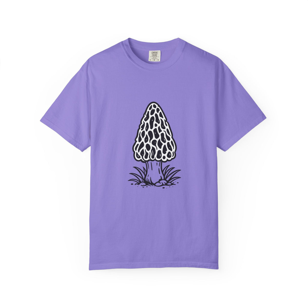 T-Shirt, Short Sleeve Boxy Crew Neck - Hand-Drawn Forager Morel Mushroom