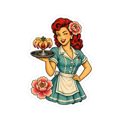 Sticker,  Kiss-Cut - Retro Pin-Up Diner Waitress