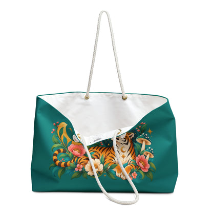 Tote, Weekender Travel Bag - Tiger Moon Floral Boho