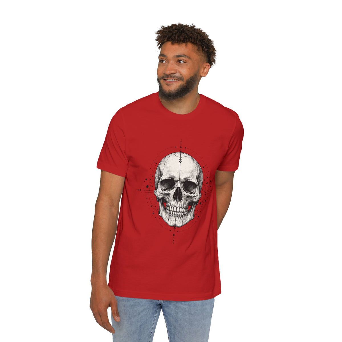 T-Shirt, Short Sleeve Boxy Crew Neck - Geometric Skull