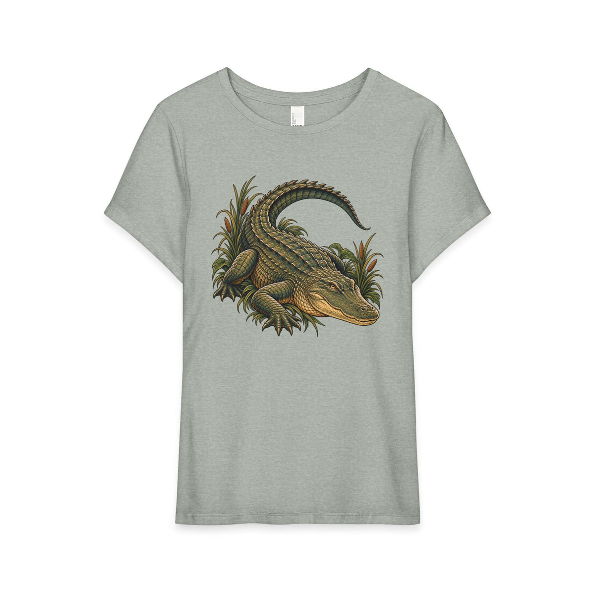 T-Shirt, Short Sleeve Boxy Crew Neck - Alligator Vintage Reptile