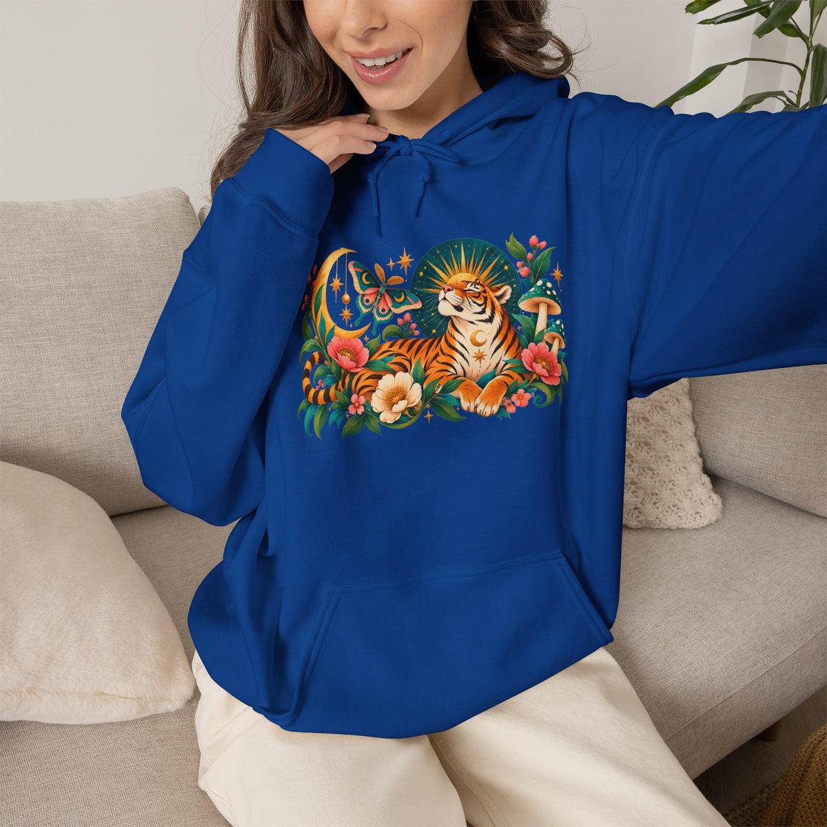 Hoodie - Tiger Moon Vintage Floral