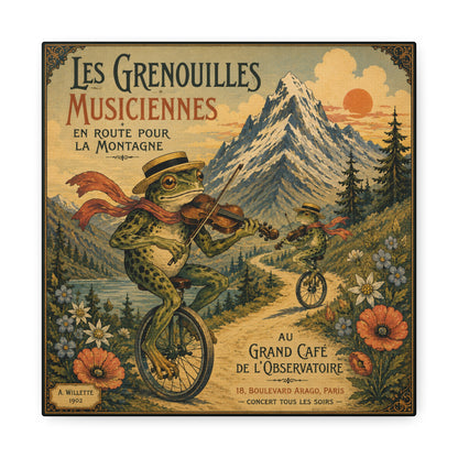 Vintage Frog Musicians Canvas Art – 'Les Grenouilles Musiciennes' Stretched Matte Print