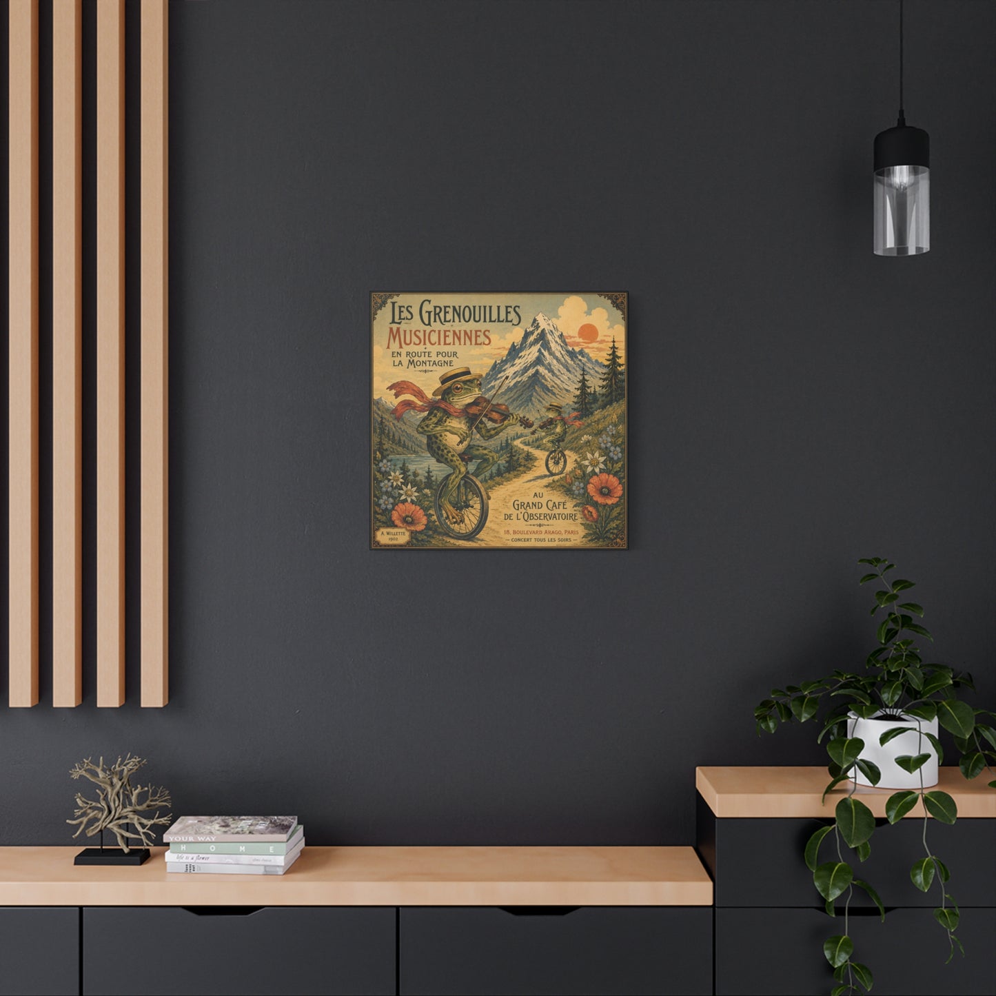 Vintage Frog Musicians Canvas Art – 'Les Grenouilles Musiciennes' Stretched Matte Print
