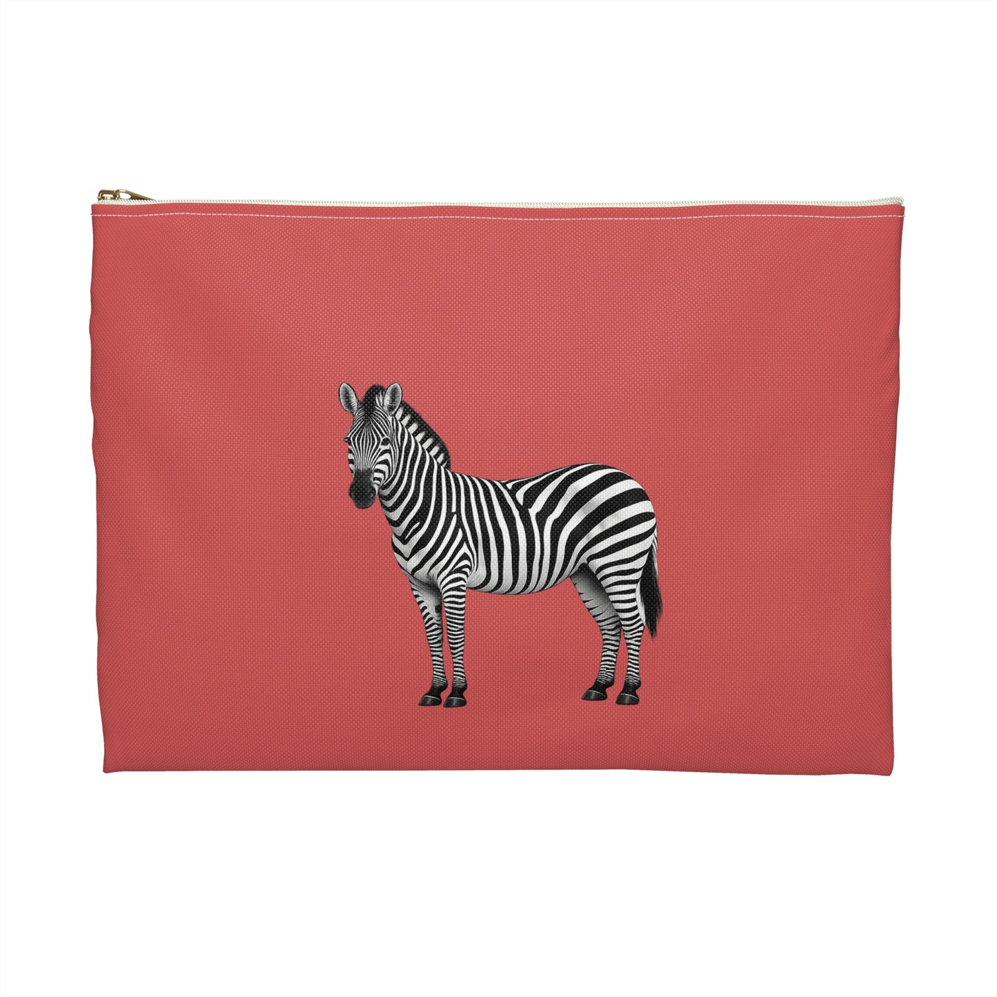 Zebra Dark Coral Accessory Pouch