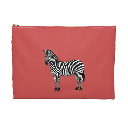 Zebra Dark Coral Accessory Pouch