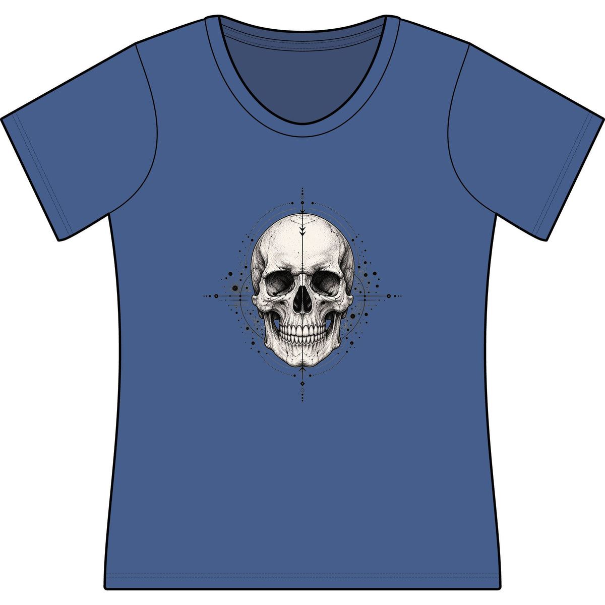 T-Shirt, Short Sleeve Scoop Neck - Geometric Skull