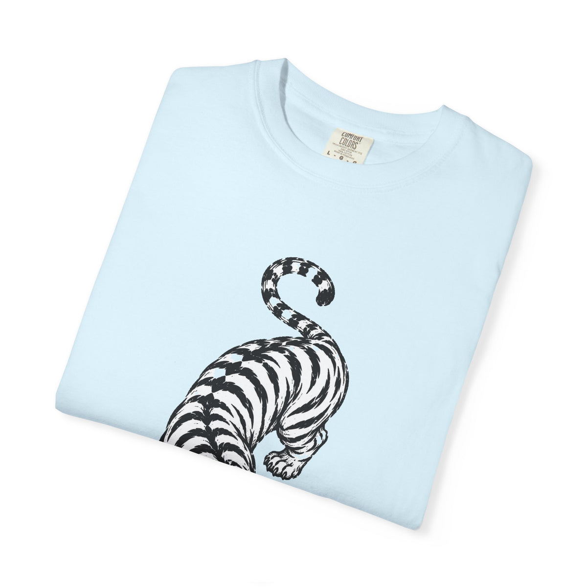 T-Shirt, Short Sleeve Boxy Crew Neck - Black & White Tiger