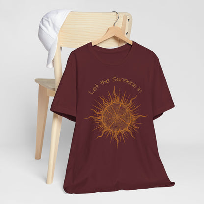 T-Shirt, Short Sleeve Boxy Crew Neck - Let the Sunshine In Sun Positive Vibes