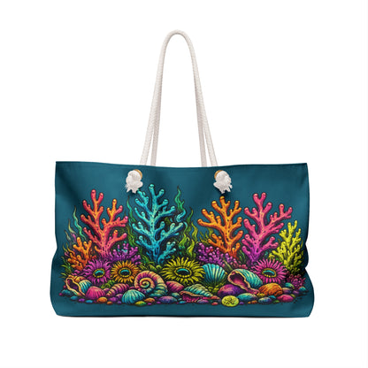 Coral Reef Weekender Bag — Colorful Ocean Beach Travel Tote