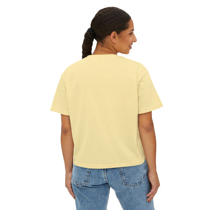 T-Shirt, Short Sleeve Boxy Crew Neck Cropped - 1980s Buddha Head
