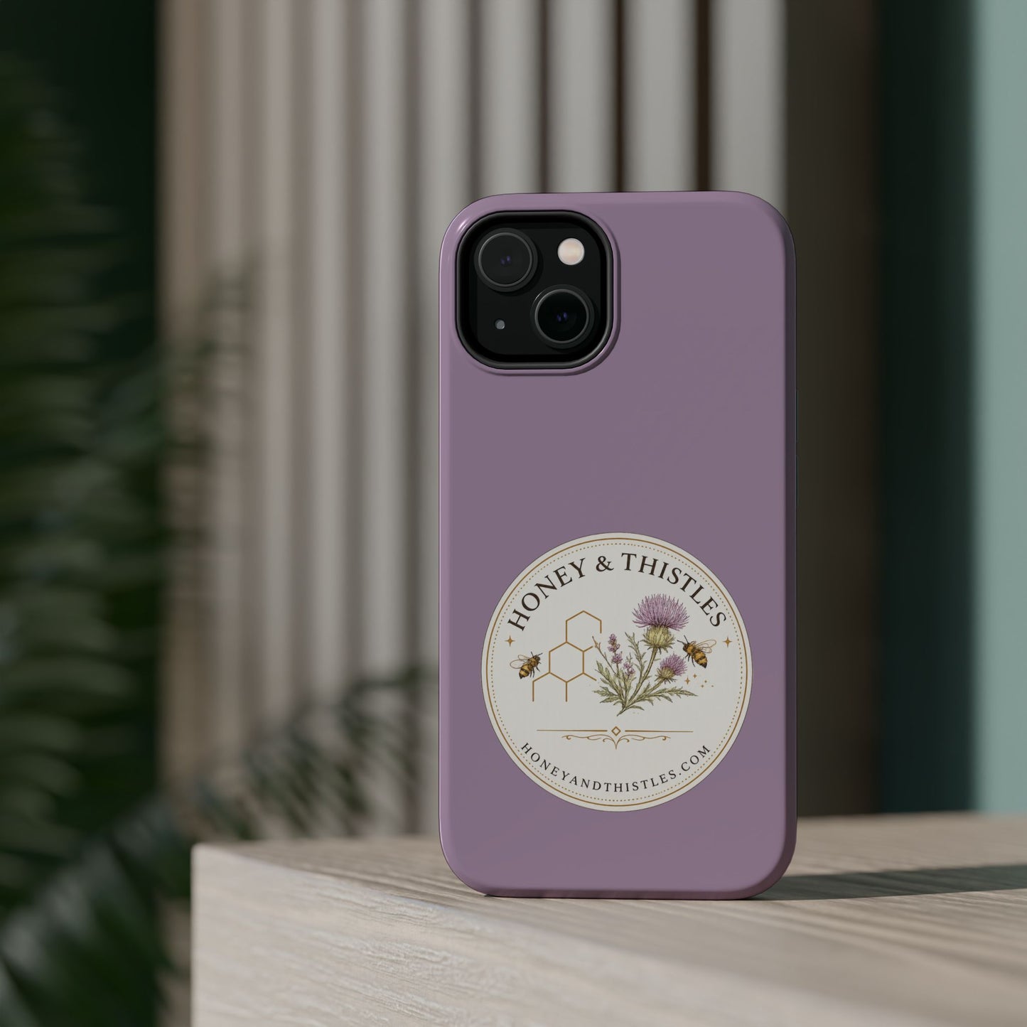 Floral Honey & Thistles Magnetic Phone Case — Impact-Resistant MagSafe-Compatible