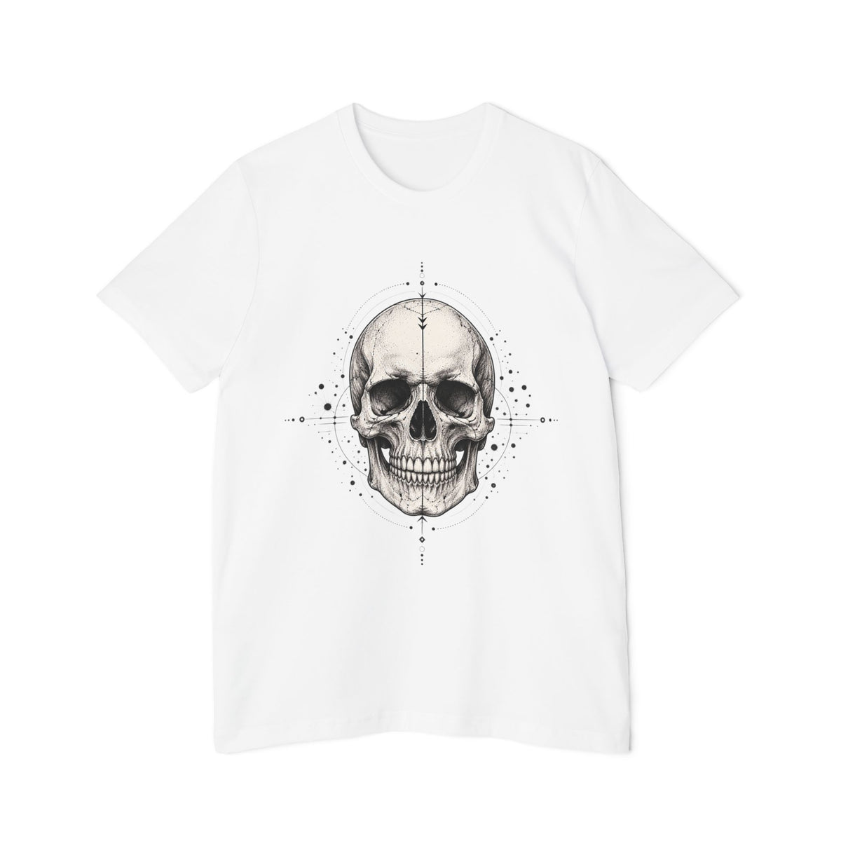 T-Shirt, Short Sleeve Boxy Crew Neck - Geometric Skull